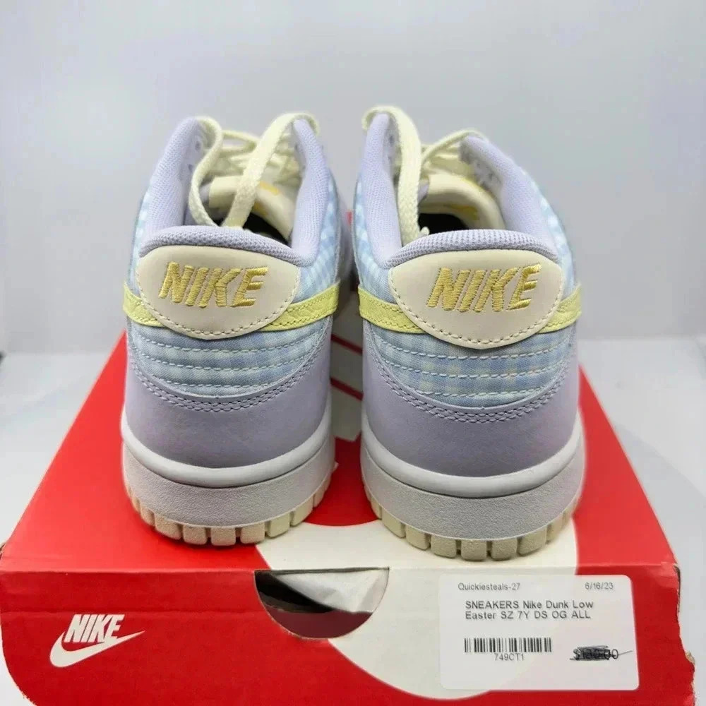 Nike Kids Shoes Dunk Low Easter FJ4641536 Athletic Sneakers White/Purple 7Y - Picture 3 of 8